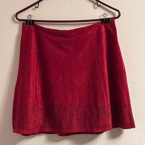 Express Burnt Red Faux Suede A-line Skirt